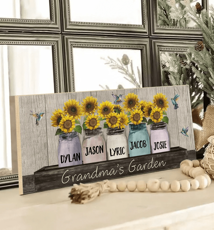 Personalized Mothers Day Grandmas Garden Wood Sign, Sunflower Grandma Sign, Mother's Day Gifts, Nana With Grandkids Sign, Mom Sign