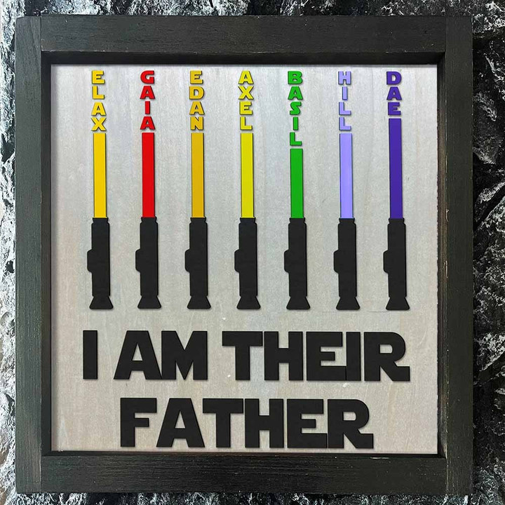 Custom I Am Their Father Sign Kids Name Wood Frame For Dad Daddy Grandpa