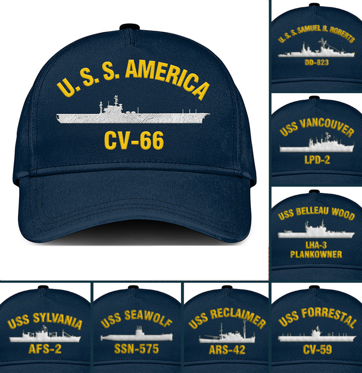 Custom Embroidered Us Navy Ships Classic Embroidered Baseball Cap