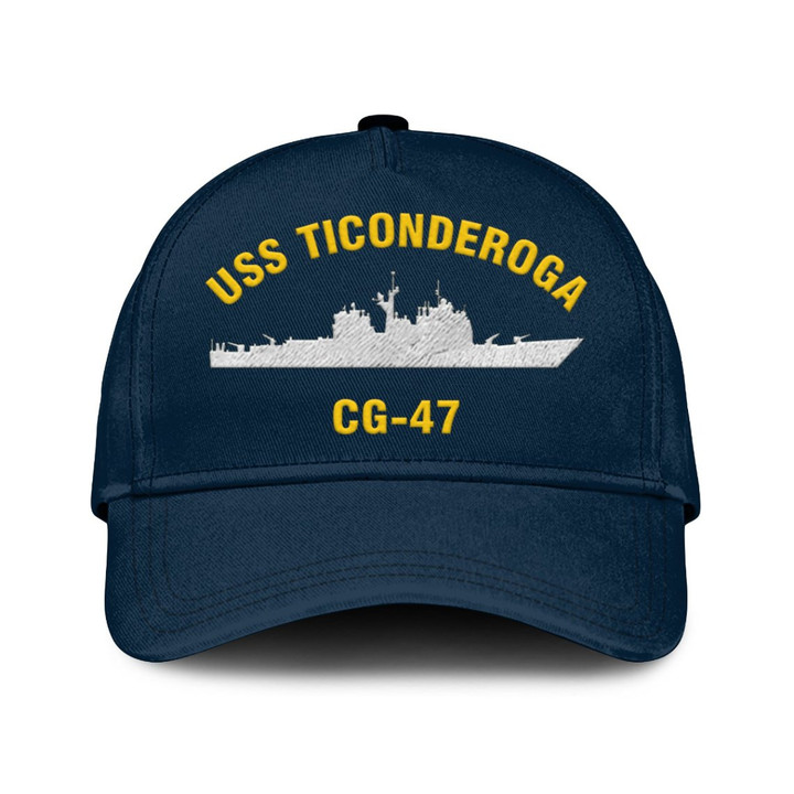 Uss Ticonderoga Cg-47 (1) Classic Cap, Custom Print/embroidered Us Navy Ships Classic Baseball Cap, Gift For Navy Veteran