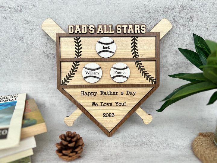 Personalized Dads,Grandpa,Father's Day,Baseball All Stars Home Plate Display, Fathers Day Gift, Personalized Plaques, Wooden Sign Board