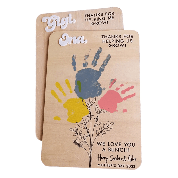 Funny Custom Wooden Plaque Sign For Best Mom, Handprint Sign Wooden Handprint Sign,Handprint Sign, Mother's Day Gift
