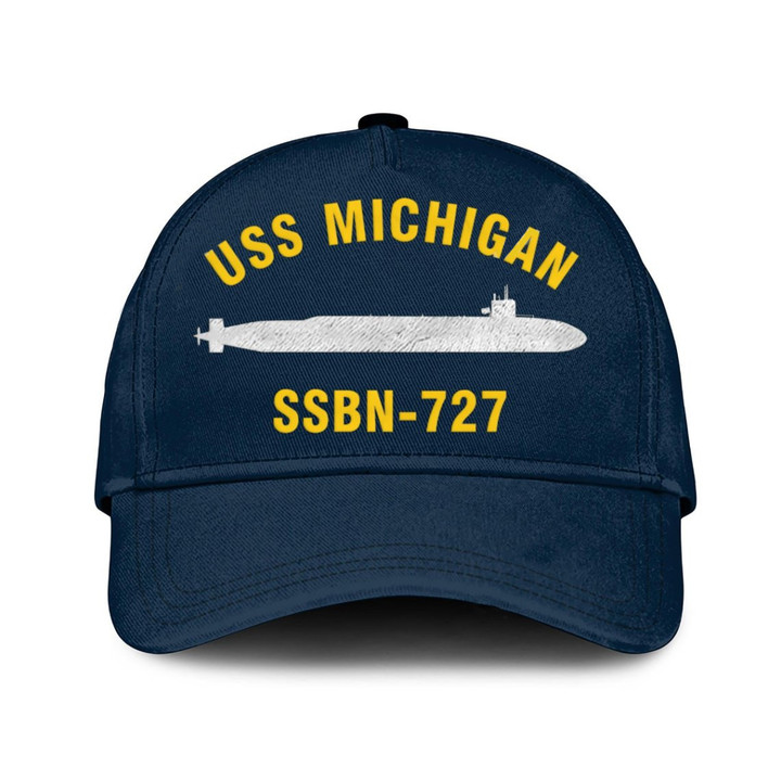 Uss Michigan Ssbn-727 Classic Baseball Cap, Custom Print/embroidered Us Navy Ships Classic Cap, Gift For Navy Veteran
