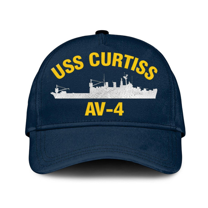 Uss Curtiss Av-4 Classic Baseball Cap, Custom Print/embroidered Us Navy Ships Classic Cap, Gift For Navy Veteran