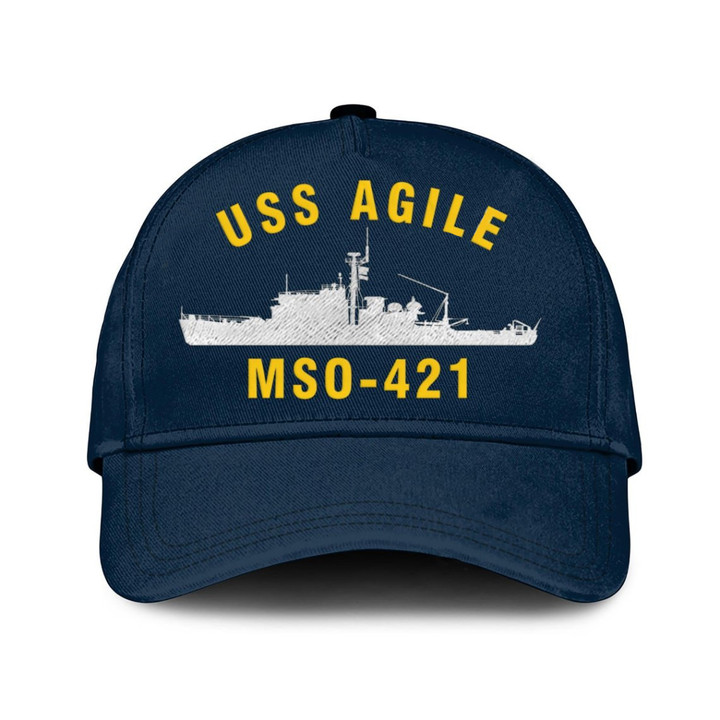 Uss Agile Mso-421 Classic Baseball Cap, Custom Print/embroidered Us Navy Ships Classic Cap, Gift For Navy Veteran