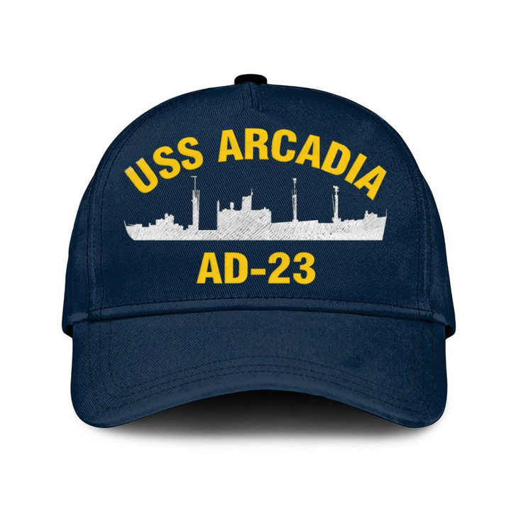 Uss Arcadia Ad-23 Classic Baseball Cap, Custom Print/embroidered Us Navy Ships Classic Cap, Gift For Navy Veteran
