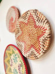 Set of 3 Mosaic Rattan Baskets Wall Decor