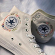 Custom Floral Embroidery Converse Chuck Taylor 1970s Shoes, Custom Name Floral Embroidery Shoes, Gift For Friend, Wedding Shoes