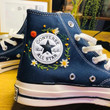Custom Embroidered Butterfly Sun Flower Converse Chuck Taylor 1970s Shoes, Custom Name Floral Embroidery Shoes, Gift For Friend, Wedding Shoes
