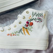 Embroidered Wedding Flowers Converse 1970s Shoes / Custom Converse Embroidered Bees and sweet Flowers Shoes/ Custom Converse Floral Embroidery for Bride