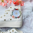 Embroidered Wedding Flowers Converse 1970s Shoes / Custom Converse Embroidered Bees and sweet Flowers Shoes/ Custom Converse Floral Embroidery for Bride