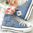 Embroidered Butterfly Converse/ Custom Chuck Taylor 70 embroidered Flowers Shoes/ Wedding Gift Converse Custom Flowers Embroidery/ Custom converse Chuck Taylor embroidered flower/ Wedding Converse Shoes/ Converse Custom Chuck Tayl
