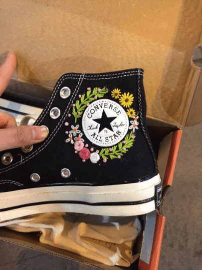 Converse Custom Flower Embroidery / Converse Embroidery Logo