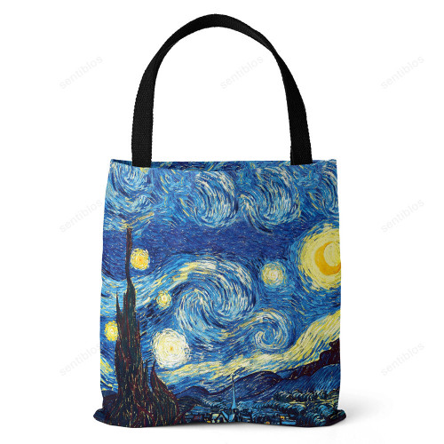 2 Pcs Van Gogh Canvas Tote Bag&Reusable Grocery Shopping Bag