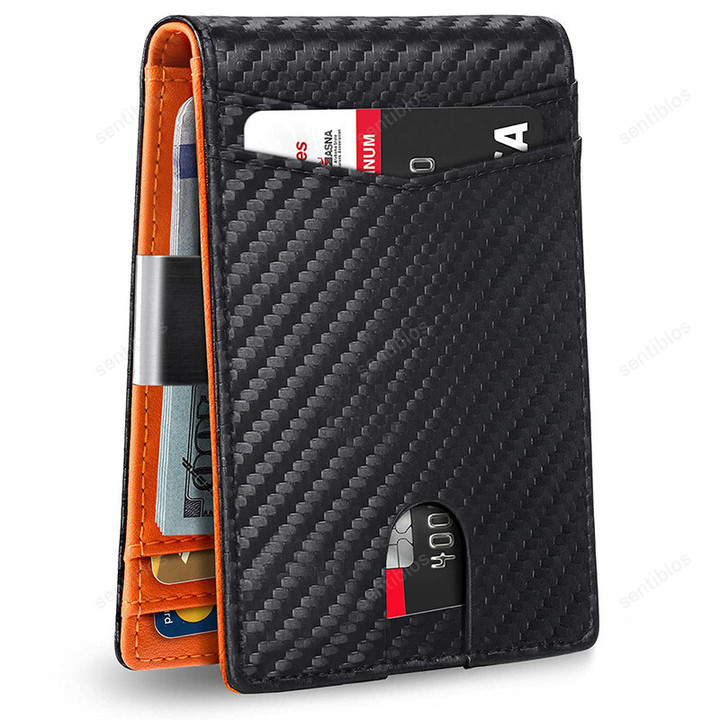 Sentiblos Bifold Leather Wallet with 12 Slots Slim Large Capacity Wallet RFID Blocking Wallet for Men&Women