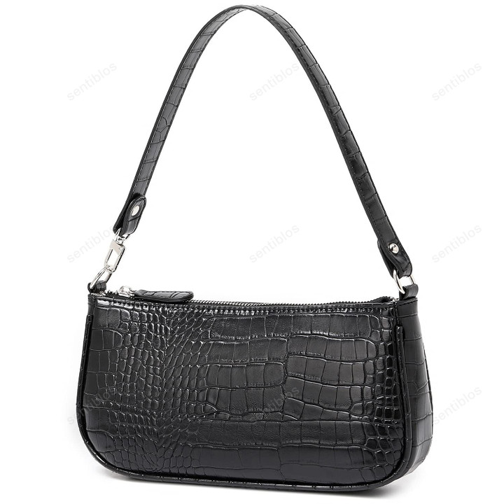 Sentiblos Leather Handbag for Women with  Fashion Croc Pattern Small Women Purse Cellphone Bag for Grils Teens