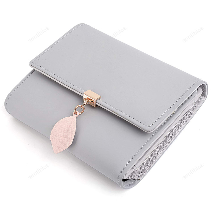 Short Leather Bifold Wallet with Zipper