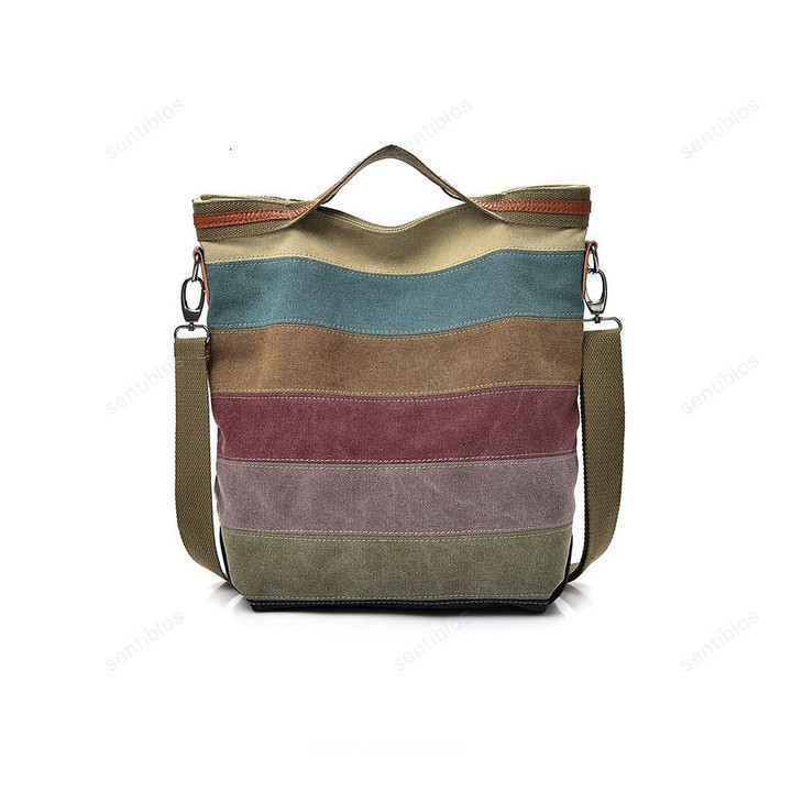  Sentiblos Multi-Color Canvas Shoulder Bag Women Casual Crossbody Messenger Bag Top Handle Tote Bag