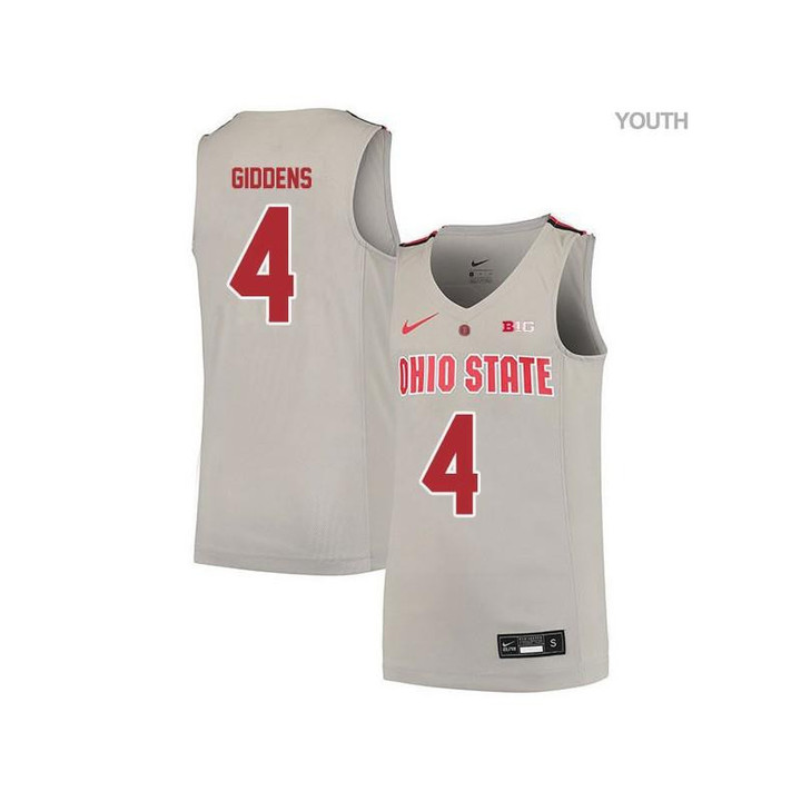 Youth #4 Daniel Giddens Gray Elite Ohio State Buckeyes Basketball Jersey