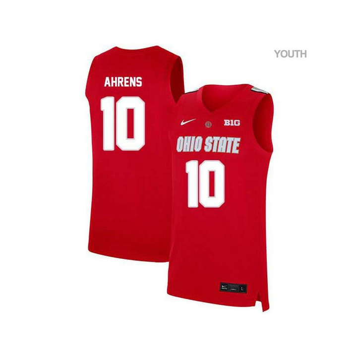 Youth #10 Justin Ahrens Red Elite Ohio State Buckeyes Basketball Jersey
