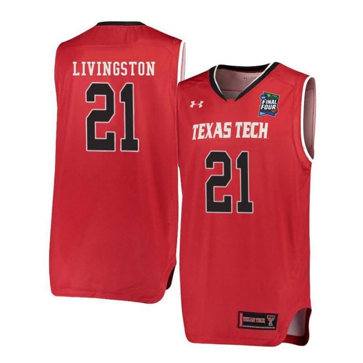 Men #Under Armour 21 Anthony Livingston Red Texas Tech Red Raiders Basketball Jersey