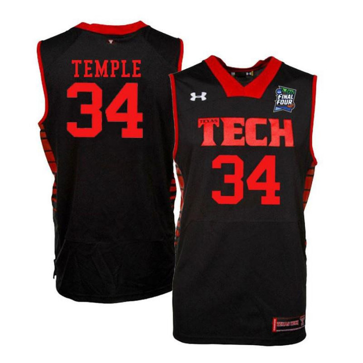Men #Under Armour 34 Matthew Temple Black Texas Tech Red Raiders Basketball Jersey