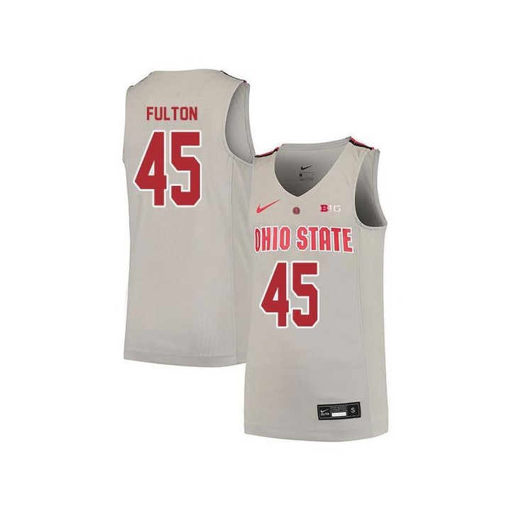 Men #45 Connor Fulton Gray Elite Ohio State Buckeyes Basketball Jersey