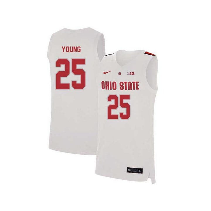Men #25 Kyle Young White Elite Ohio State Buckeyes Basketball Jersey