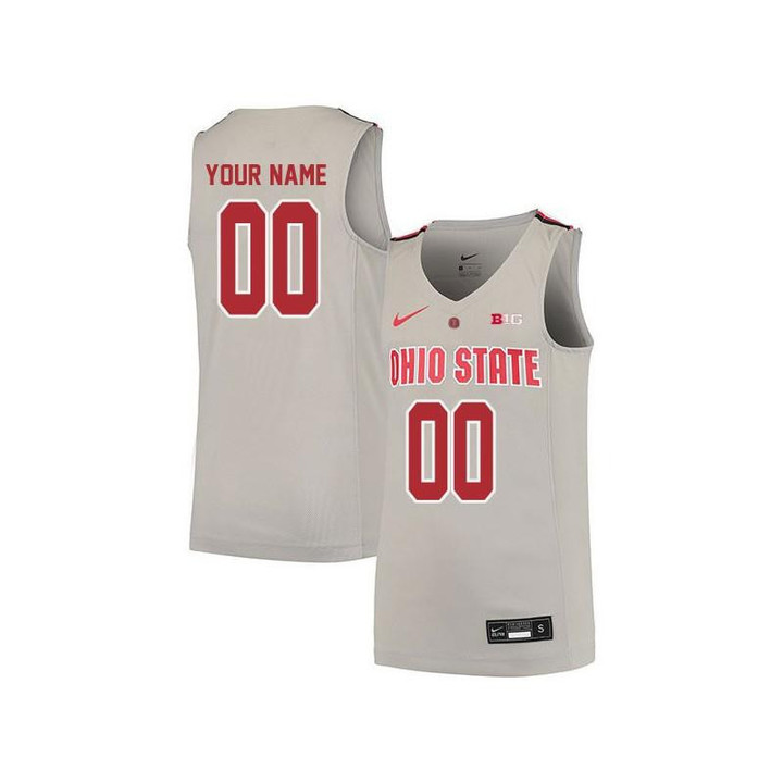 Men #Elite Gray Ohio State Buckeyes Custom Basketball Jersey
