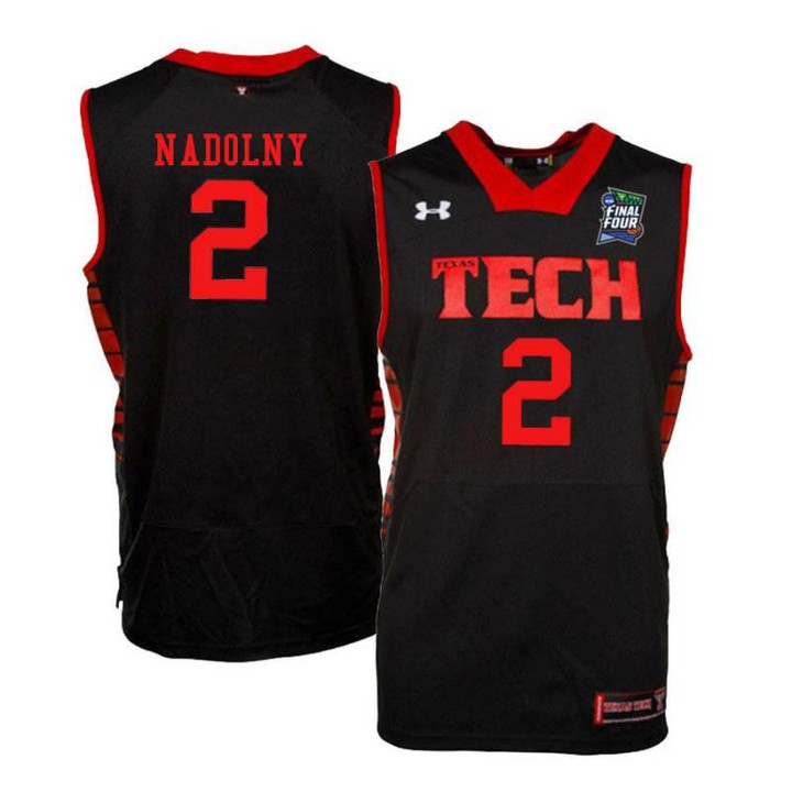 Men #Under Armour 2 Clarence Nadolny Black Texas Tech Red Raiders Basketball Jersey