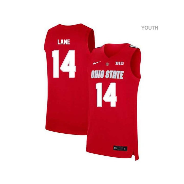 Youth #14 Joey Lane Red Elite Ohio State Buckeyes Basketball Jersey