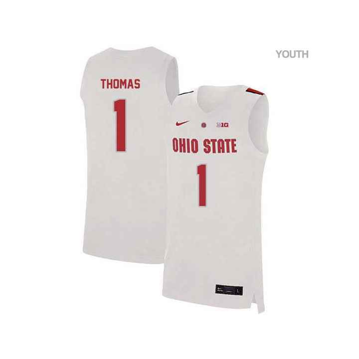 Youth #1 Deshaun Thomas White Elite Ohio State Buckeyes Basketball Jersey
