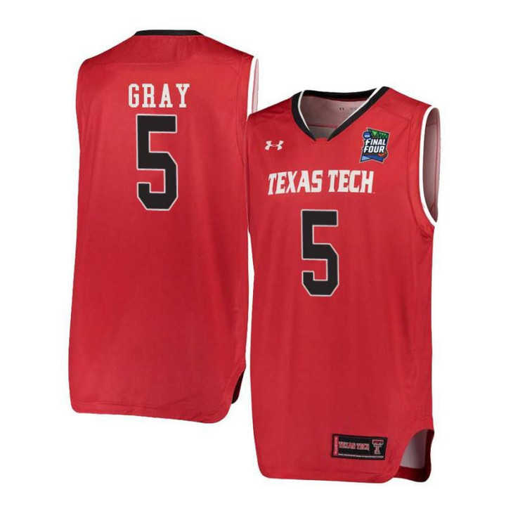 Men #Under Armour 5 Justin Gray Red Texas Tech Red Raiders Basketball Jersey