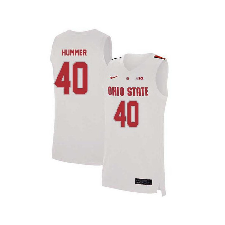 Men #40 Danny Hummer White Elite Ohio State Buckeyes Basketball Jersey