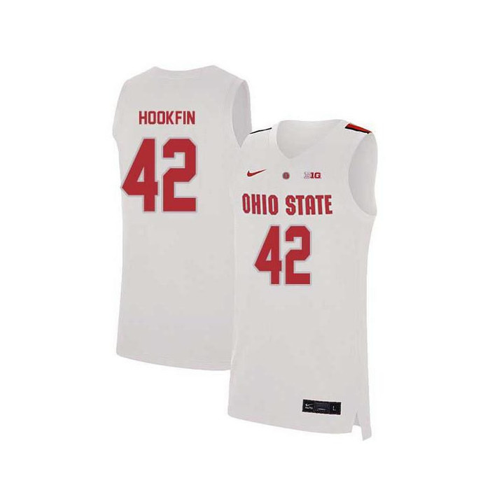 Men #42 Harrison Hookfin White Elite Ohio State Buckeyes Basketball Jersey
