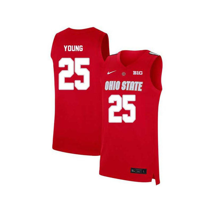 Men #25 Kyle Young Red Elite Ohio State Buckeyes Basketball Jersey