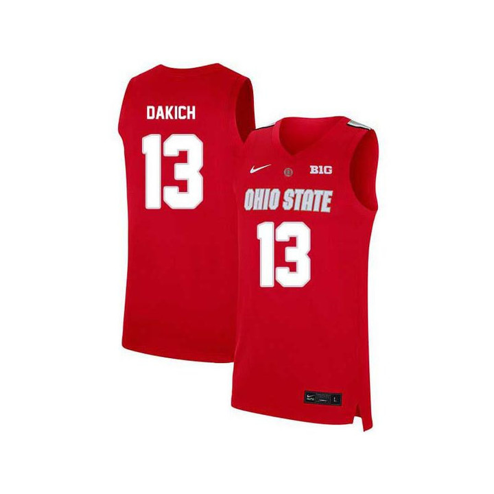 Men #13 Andrew Dakich Red Elite Ohio State Buckeyes Basketball Jersey