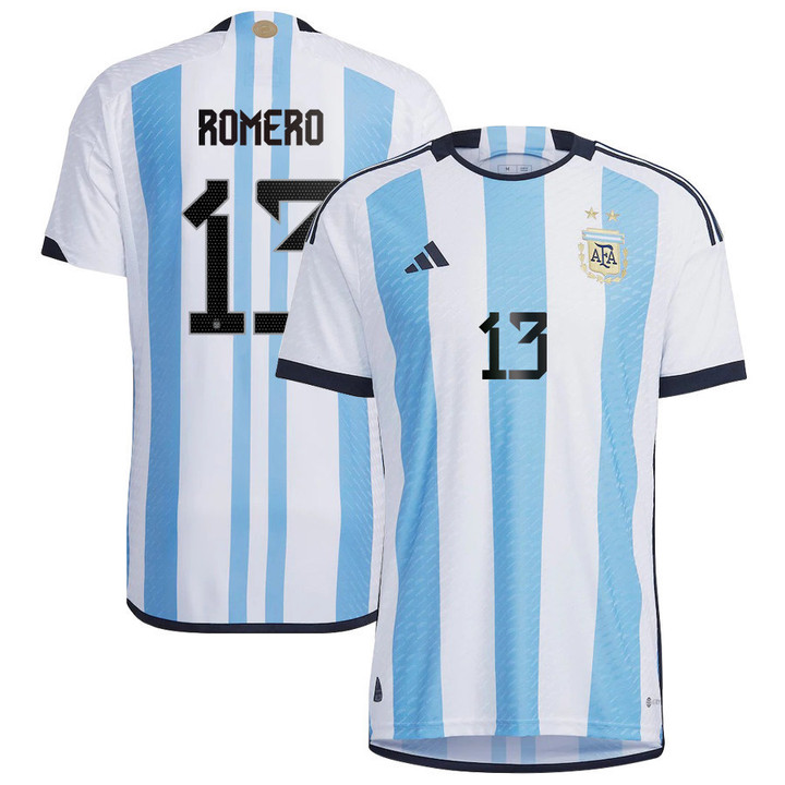 Argentina National Team 2022-23 Qatar World Cup Cristian Romero #13 White Home Men Jersey - New
