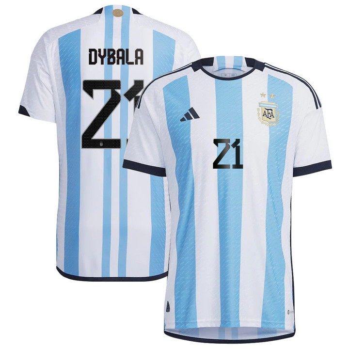 Argentina National Team 2022-23 Qatar World Cup Paulo Dybala #21 White Home Men Jersey - New
