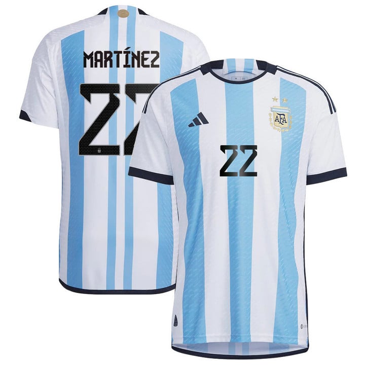 Argentina National Team 2022-23 Qatar World Cup Lautaro Martinez #22 White Home Men Jersey - New