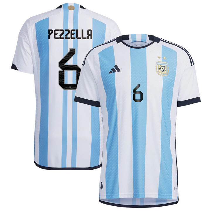 Argentina National Team 2022-23 Qatar World Cup German Pezzella #6 White Home Men Jersey - New