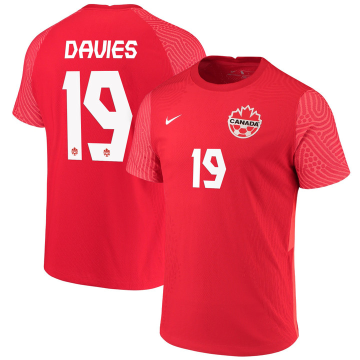 Canada National Team 2022 Qatar World Cup Alphonso Davies #19 Red Home Men Jersey - New