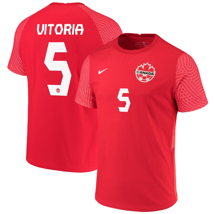 Canada National Team 2022 Qatar World Cup Steven Vit�ria #5 Red Home Men Jersey - New