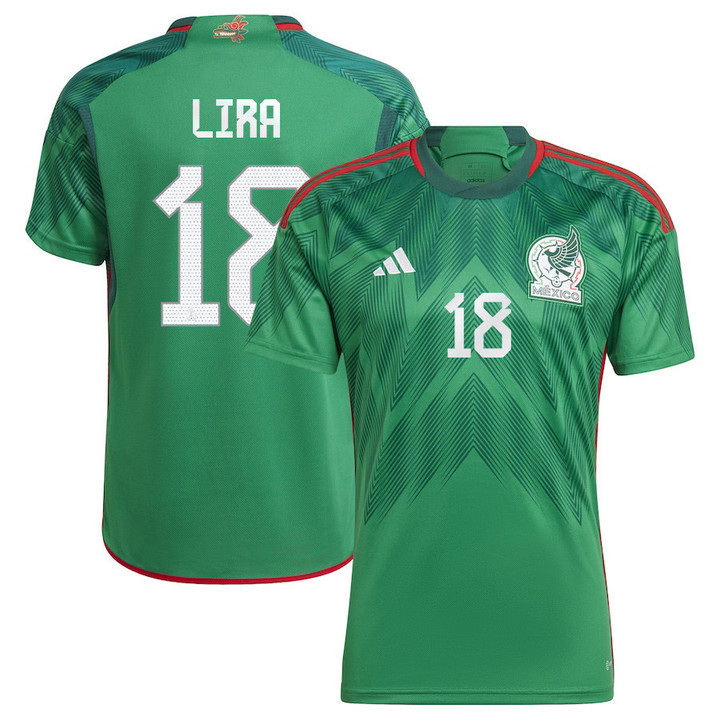 Mexico National Team 2022 Qatar World Cup Erik Lira #18 Green Home Men Jersey - New
