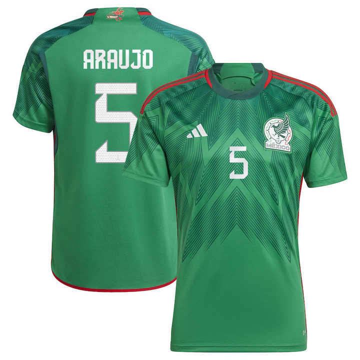 Mexico National Team 2022 Qatar World Cup Julian Araujo #5 Green Home Men Jersey - New