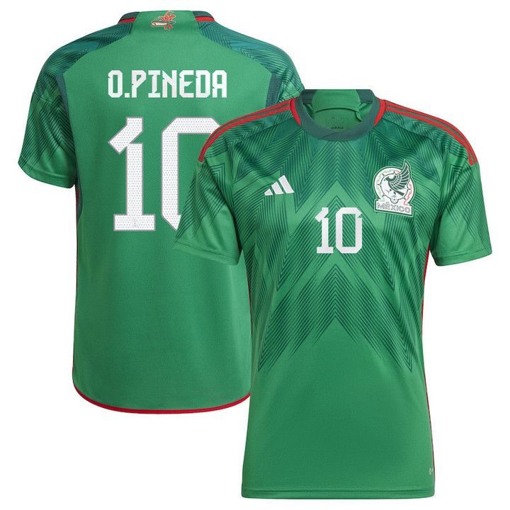 Mexico National Team 2022 Qatar World Cup Orbelin Pineda #10 Green Home Men Jersey - New