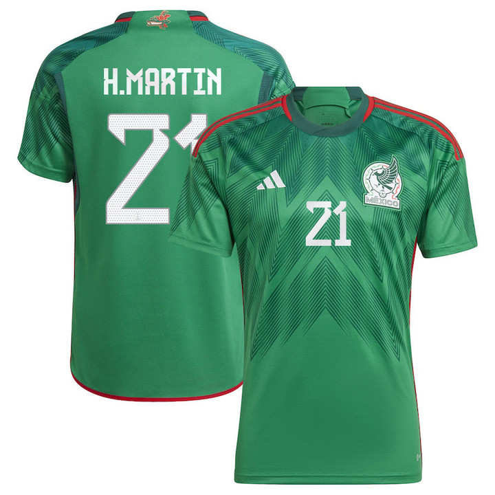 Mexico National Team 2022 Qatar World Cup Henry Martin #21 Green Home Men Jersey - New