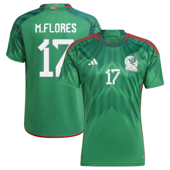 Mexico National Team 2022 Qatar World Cup Marcelo Flores #17 Green Home Men Jersey - New