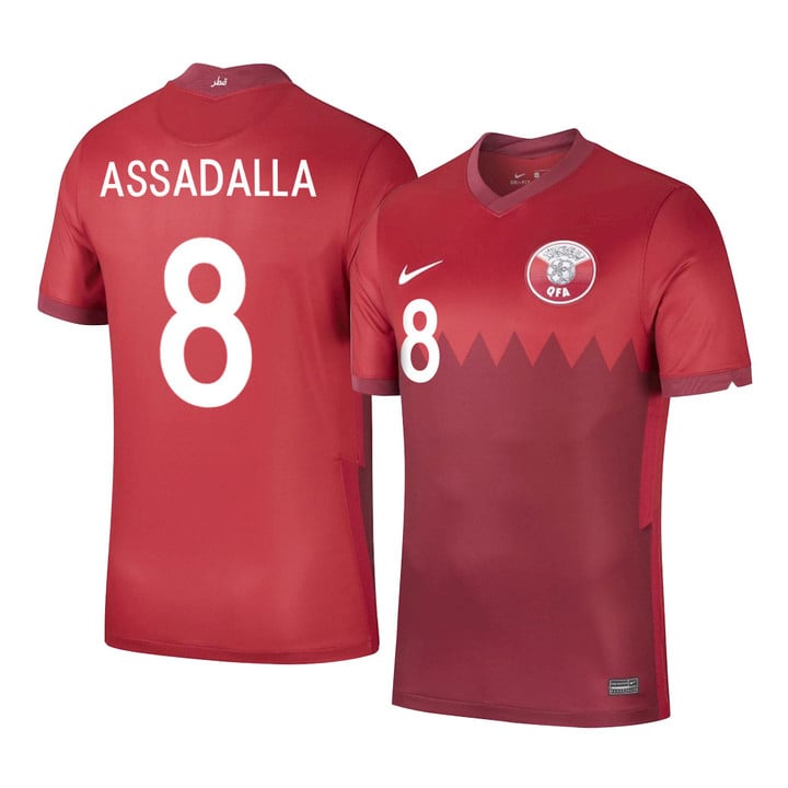 Qatar National Team 2022 Qatar World Cup Ali Assadalla #8 Red Home Men Jersey - New