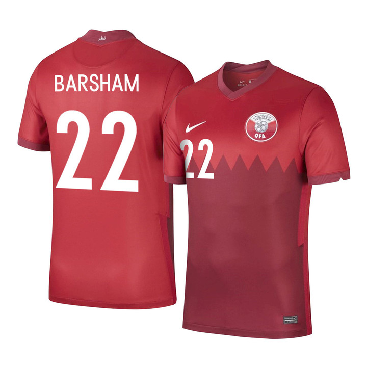 Qatar National Team 2022 Qatar World Cup Meshaal Barsham #22 Red Home Men Jersey - New